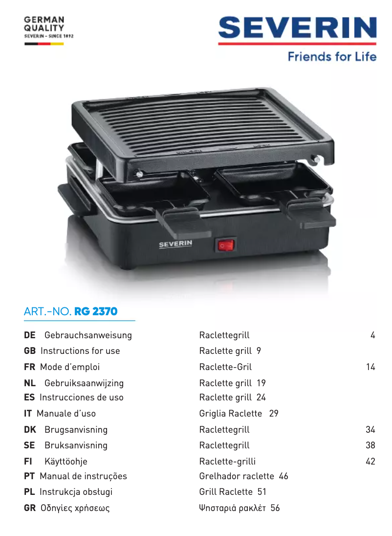 Page n°1 - Manuel utilisateur Severin RG 2370