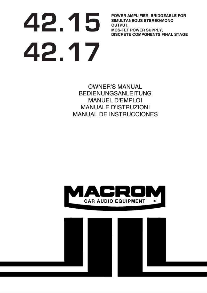 Page 1 de la notice Manuel utilisateur Macrom 42.15