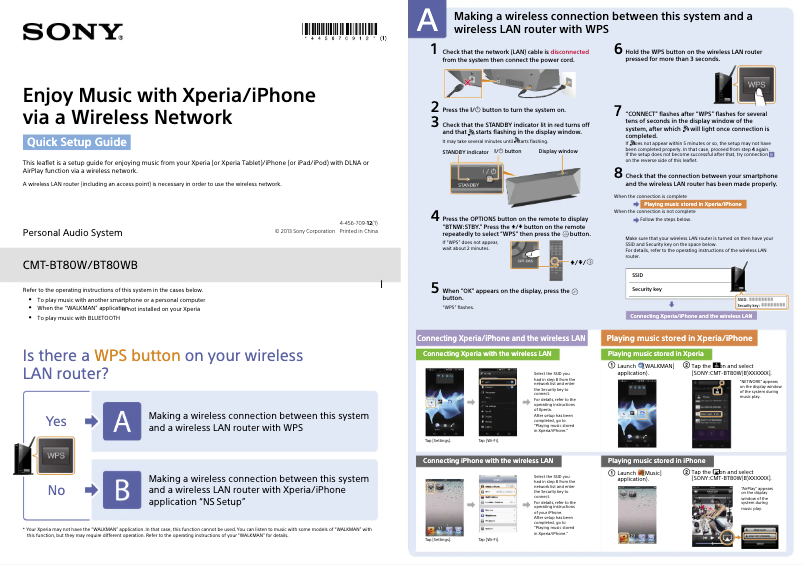 Image de la première page du manuel de l'appareil CMT-BT80W