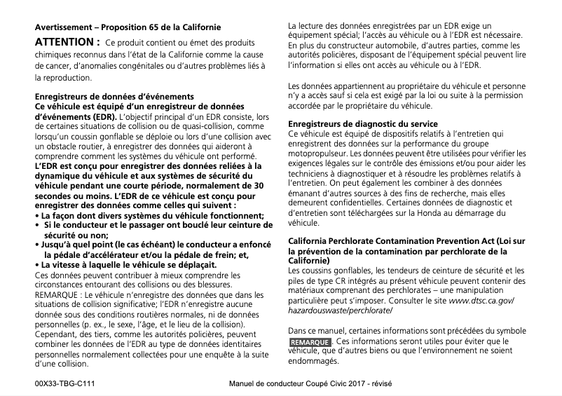 Página 1 del manual Manual de usuario Honda Civic Coupe (2017)