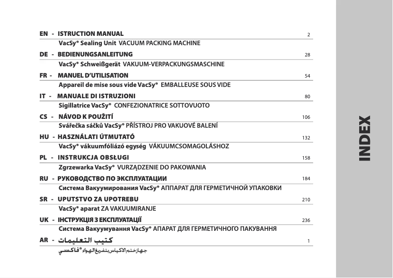 Page n°1 - Manuel utilisateur Zepter VacSy Sealing Unit VS-S