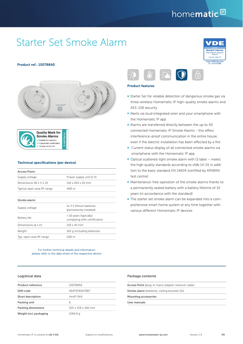 Image de la première page du manuel de l'appareil HmIP-SK4