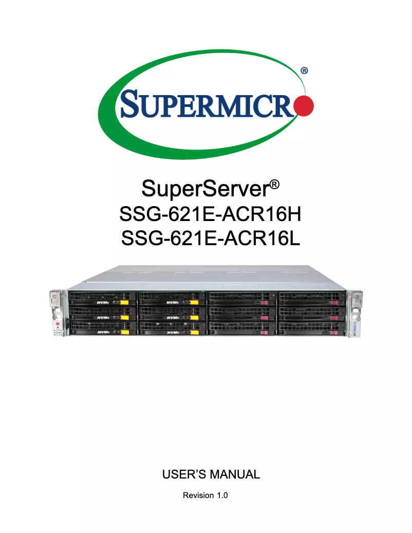 Image de la première page du manuel de l'appareil SuperServer SSG-621E-ACR16L