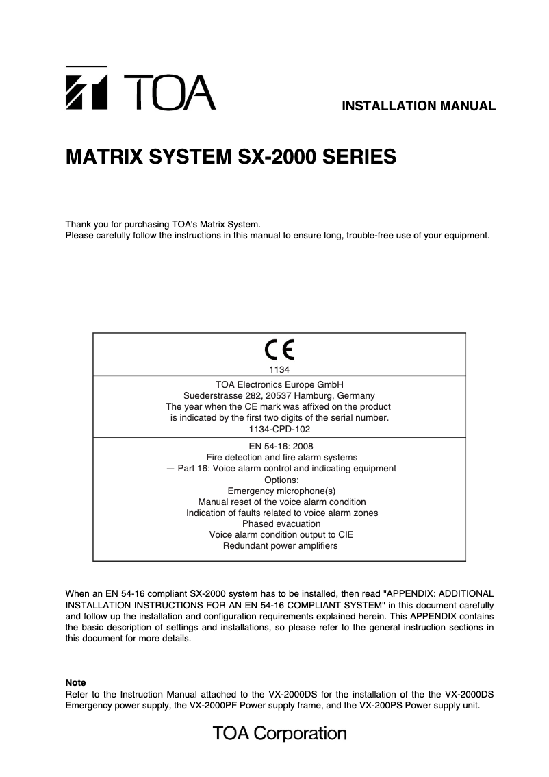 Page n°1 - Manuel utilisateur TOA VP-2241