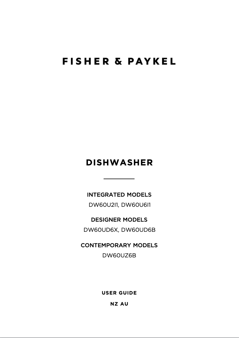 Page n°1 - Manuel utilisateur Fisher & Paykel DW60UC2X