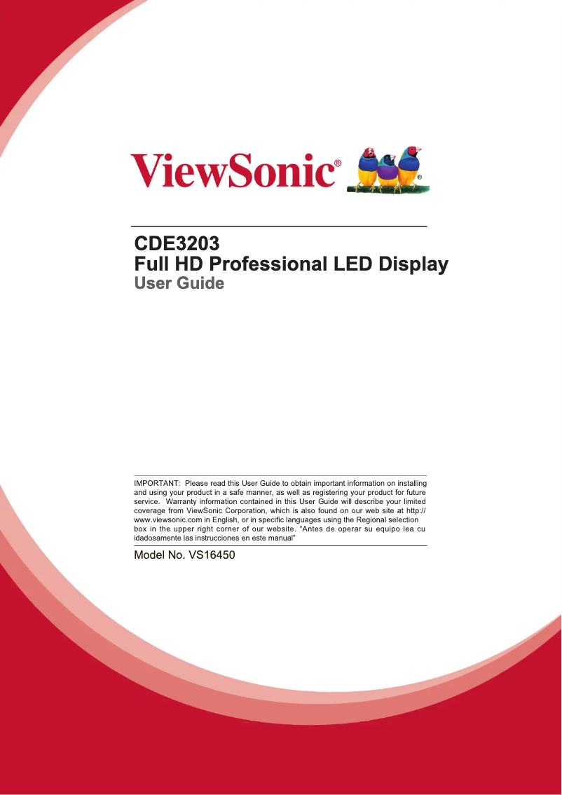 Page n°1 - Manuel utilisateur Viewsonic CDE3203