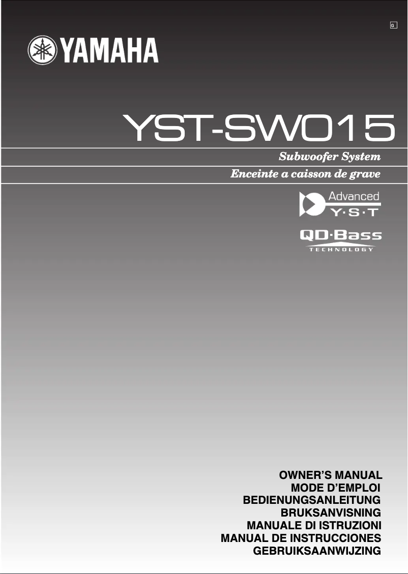 Page n°1 - Manuel utilisateur Yamaha YST-SW015