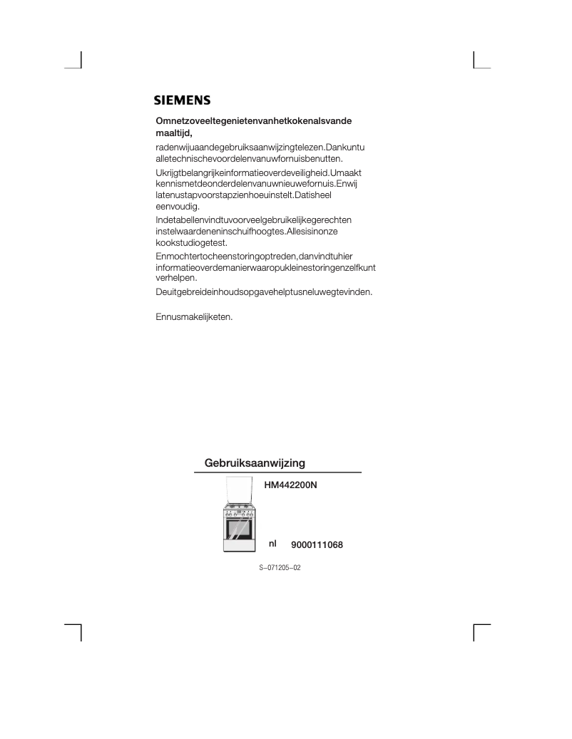 Page n°1 - Manuel utilisateur Siemens HM442200N