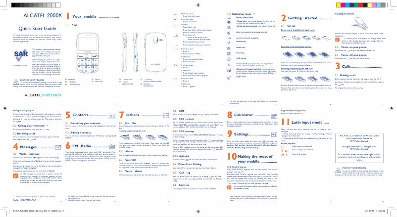 Image de la première page du manuel de l'appareil One Touch 20-00X