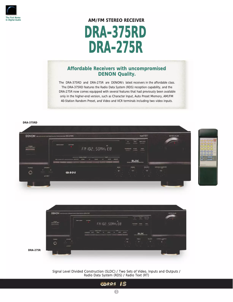 Page n°1 - Manuel utilisateur Denon DRA-275R