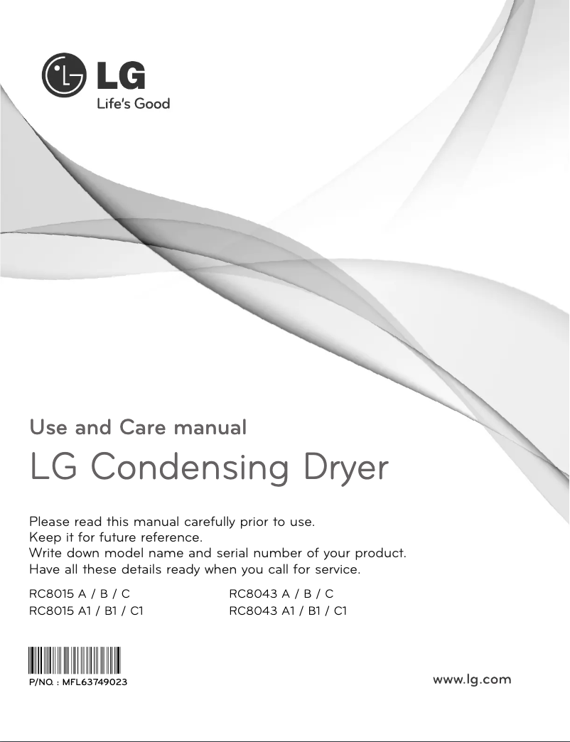 Page n°1 - Manuel utilisateur LG RC8043C