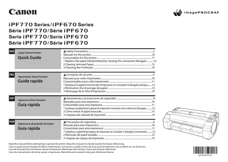 Page 1 de la notice Manuel utilisateur Canon imagePROGRAF iPF670