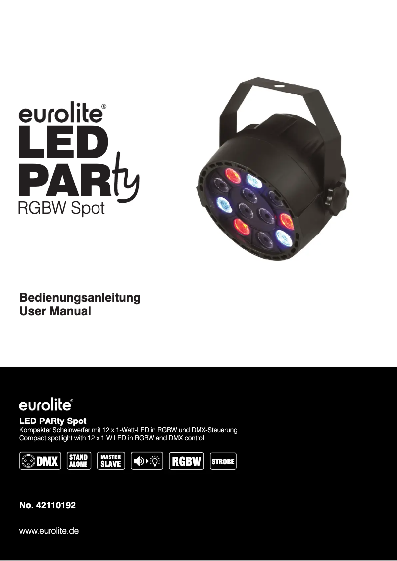 Page n°1 - Manuel utilisateur Eurolite LED PARty RGBW Spot