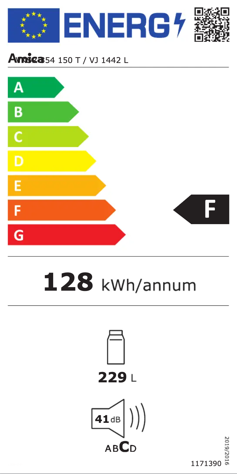Page n°1 - Label énergétique Amica VKSR 354 150 T