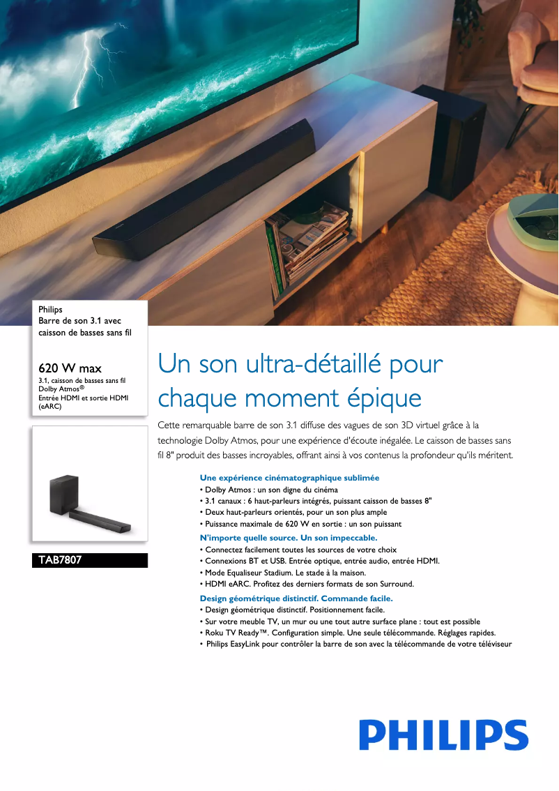 Page n°1 - Fiche technique Philips TAB7807