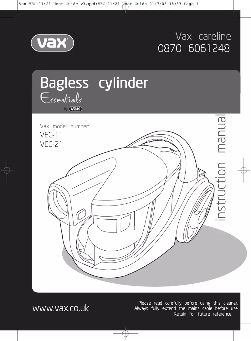Imagen de la primera página del manual del dispositivo Essentials VEC-21
