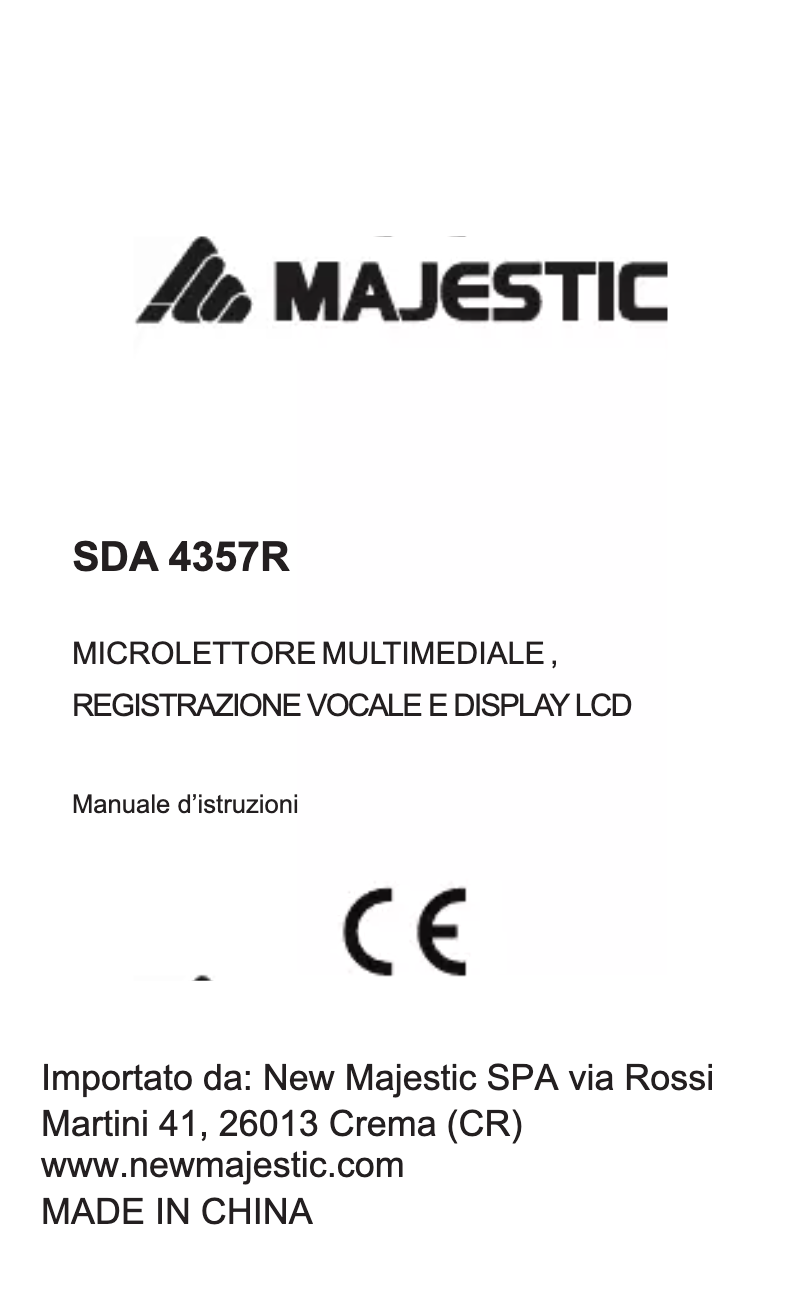 Page 1 de la notice Manuel utilisateur Majestic SDA-4357RBK