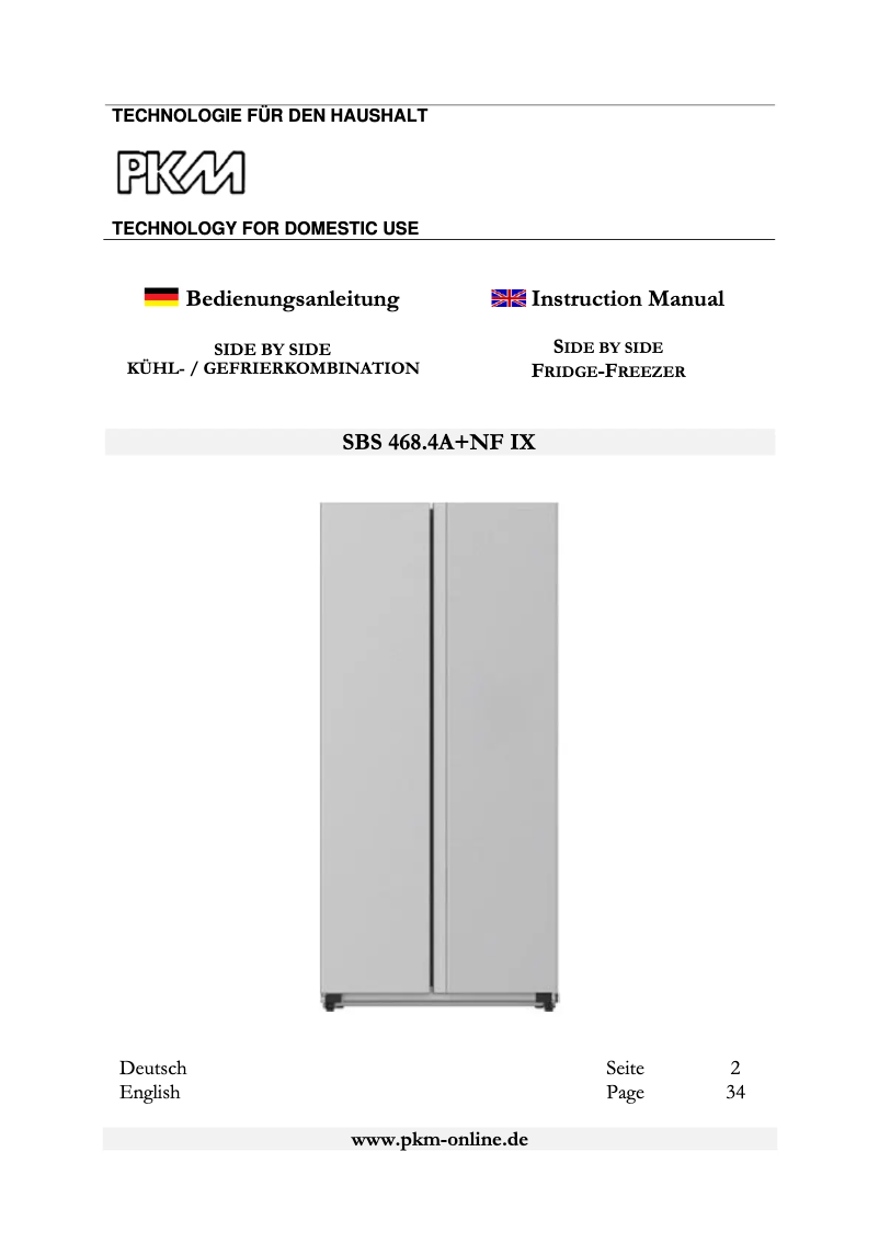 Page 1 de la notice Manuel utilisateur PKM SBS468.4A+NF IX
