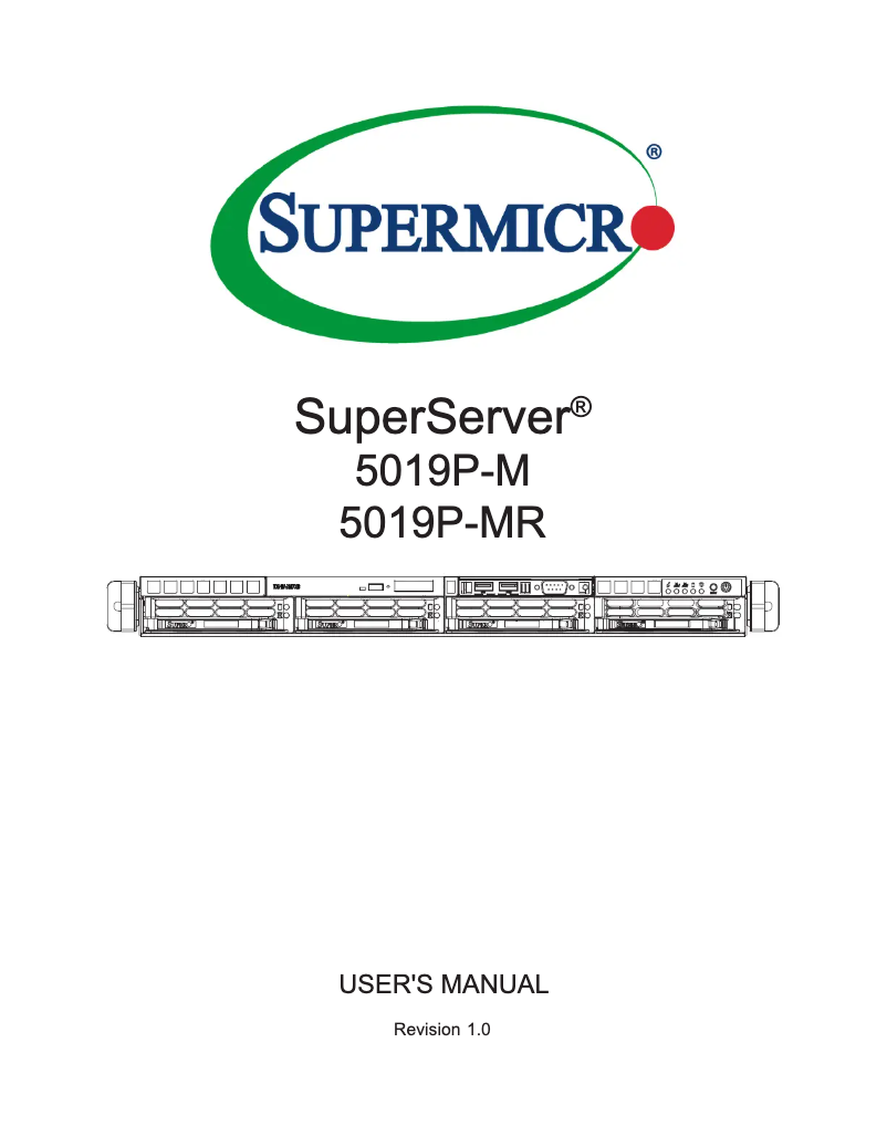 Page 1 de la notice Manuel utilisateur Supermicro SuperServer 5019P-MR