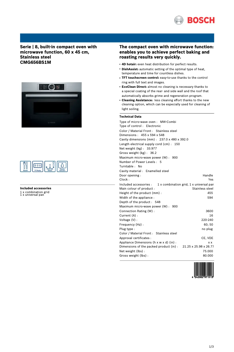 Página 1 del manual Manual de usuario Bosch CMG656BS1M