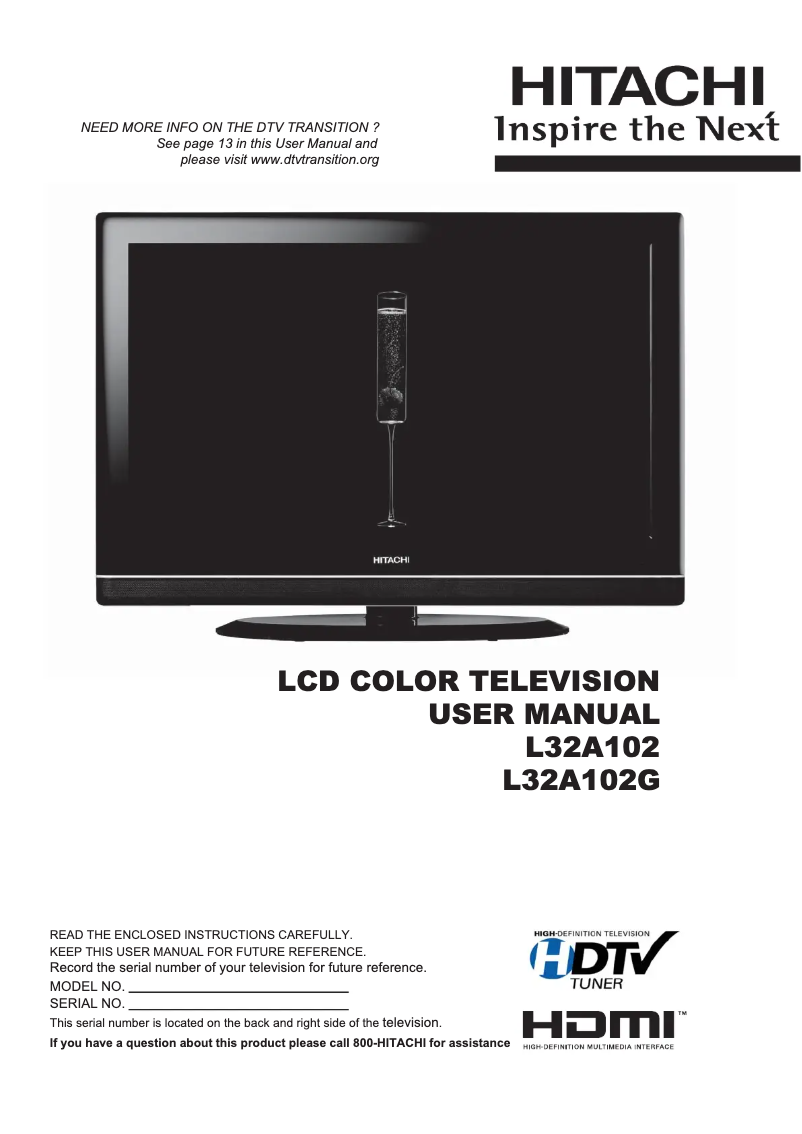 Image de la première page du manuel de l'appareil L32A102G