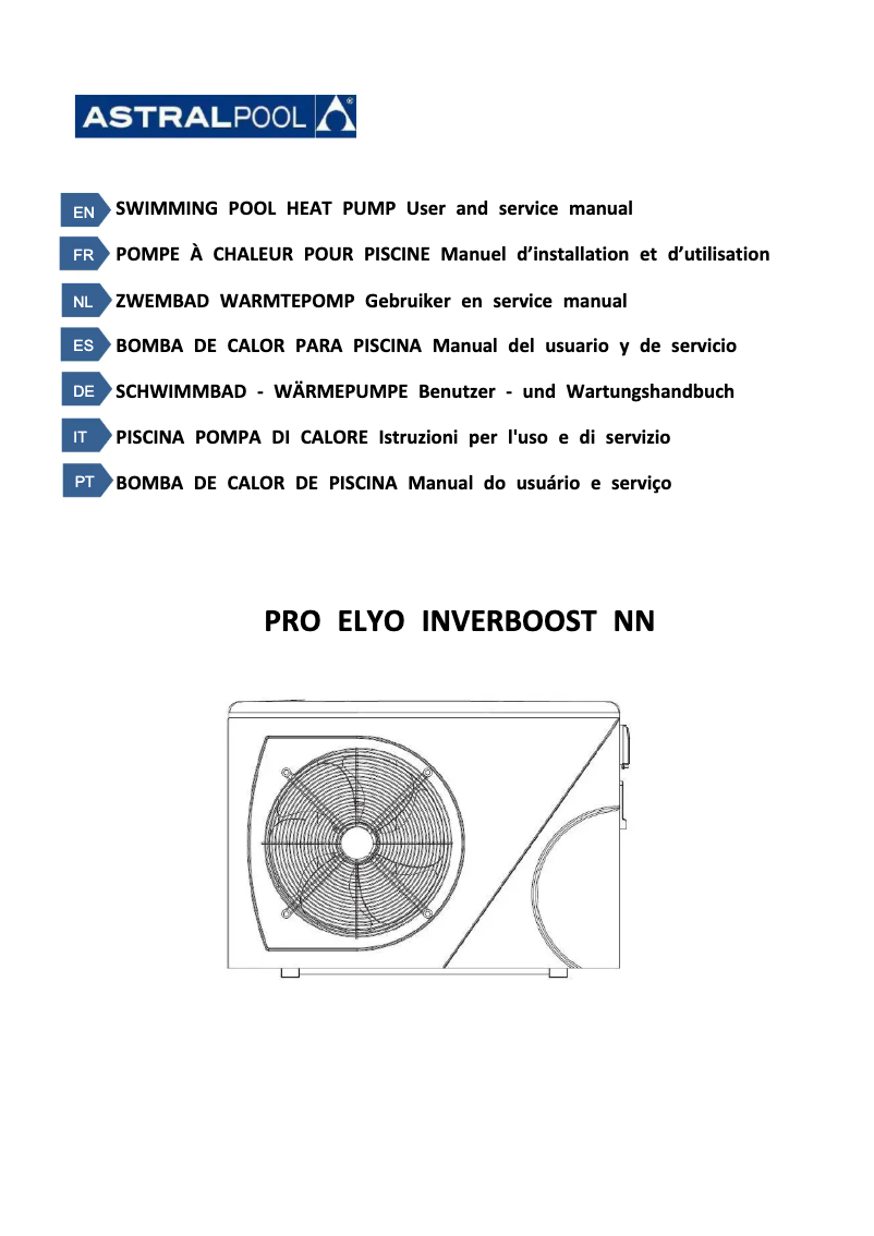 Page 1 de la notice Manuel utilisateur AstralPool Pro Elyo Inverboost NN