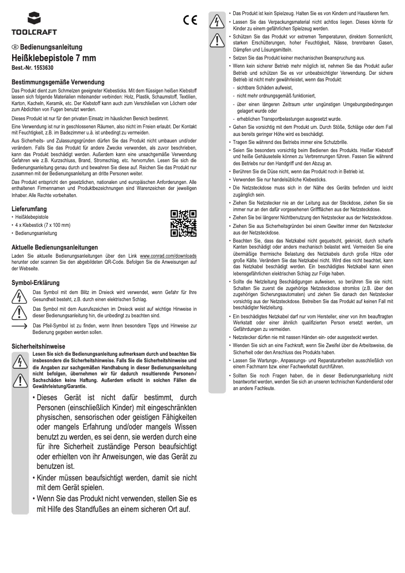 Page 1 de la notice Manuel utilisateur Toolcraft TC-HKP-7