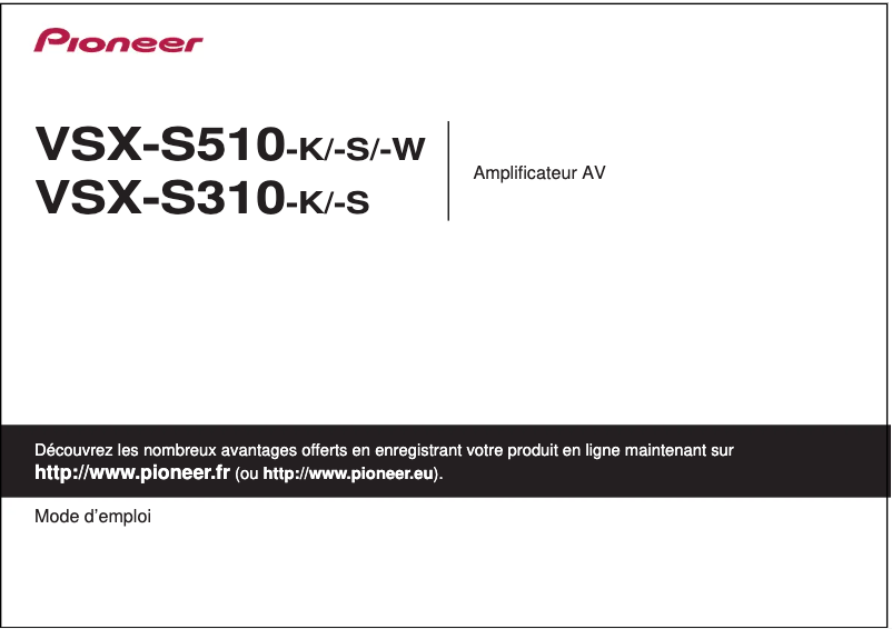 Page n°1 - Manuel utilisateur Pioneer VSX-S510