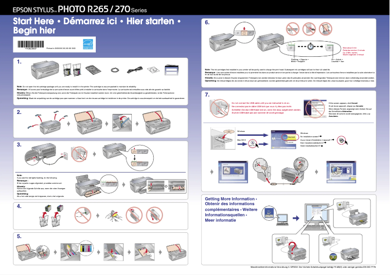 Page 1 de la notice Manuel utilisateur Epson Stylus Photo R270