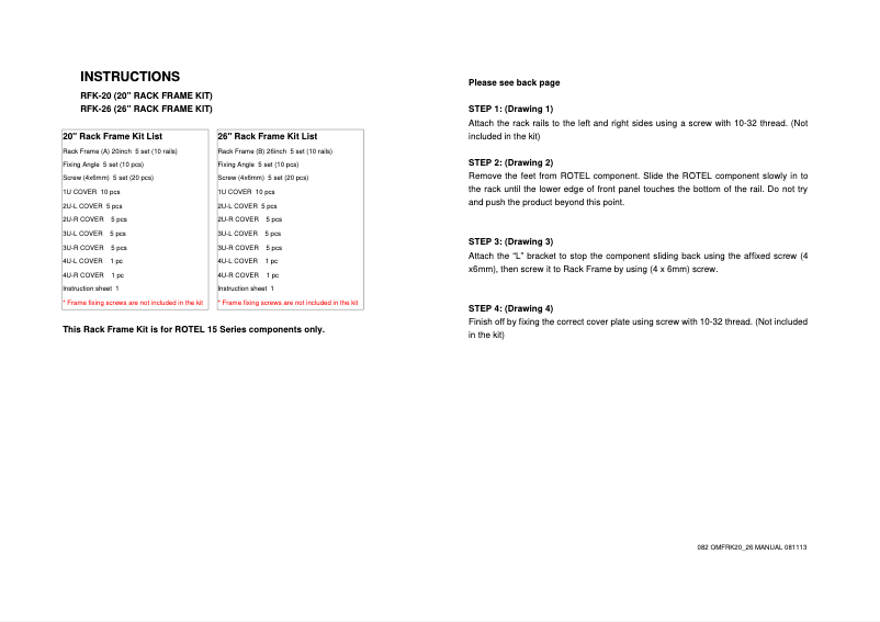 Page 1 de la notice Manuel utilisateur Rotel RFK-20