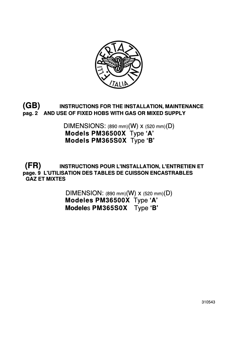Imagen de la primera página del manual del dispositivo PM365S0X