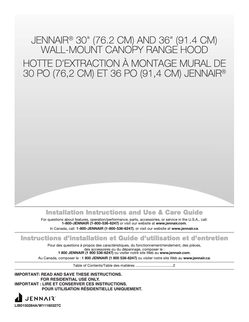 Page n°1 - Manuel utilisateur JennAir JVR0436HS