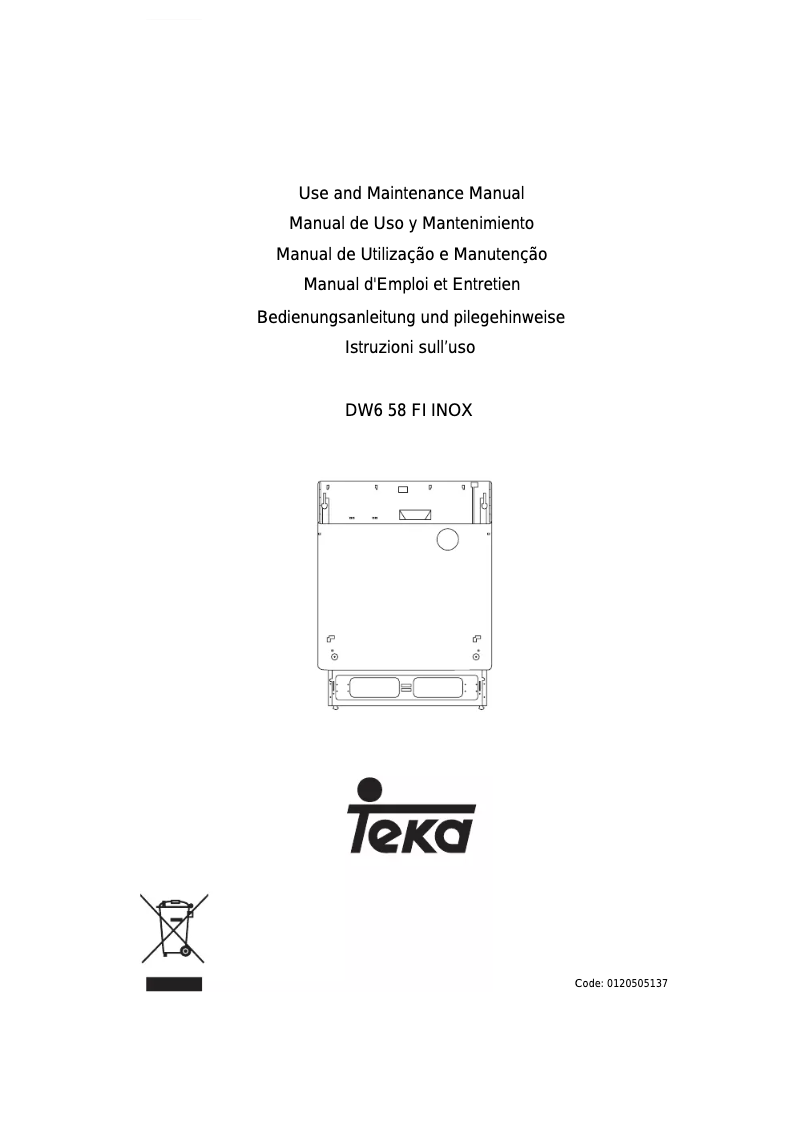 Page n°1 - Manuel utilisateur Teka DW6 58 FI INOX