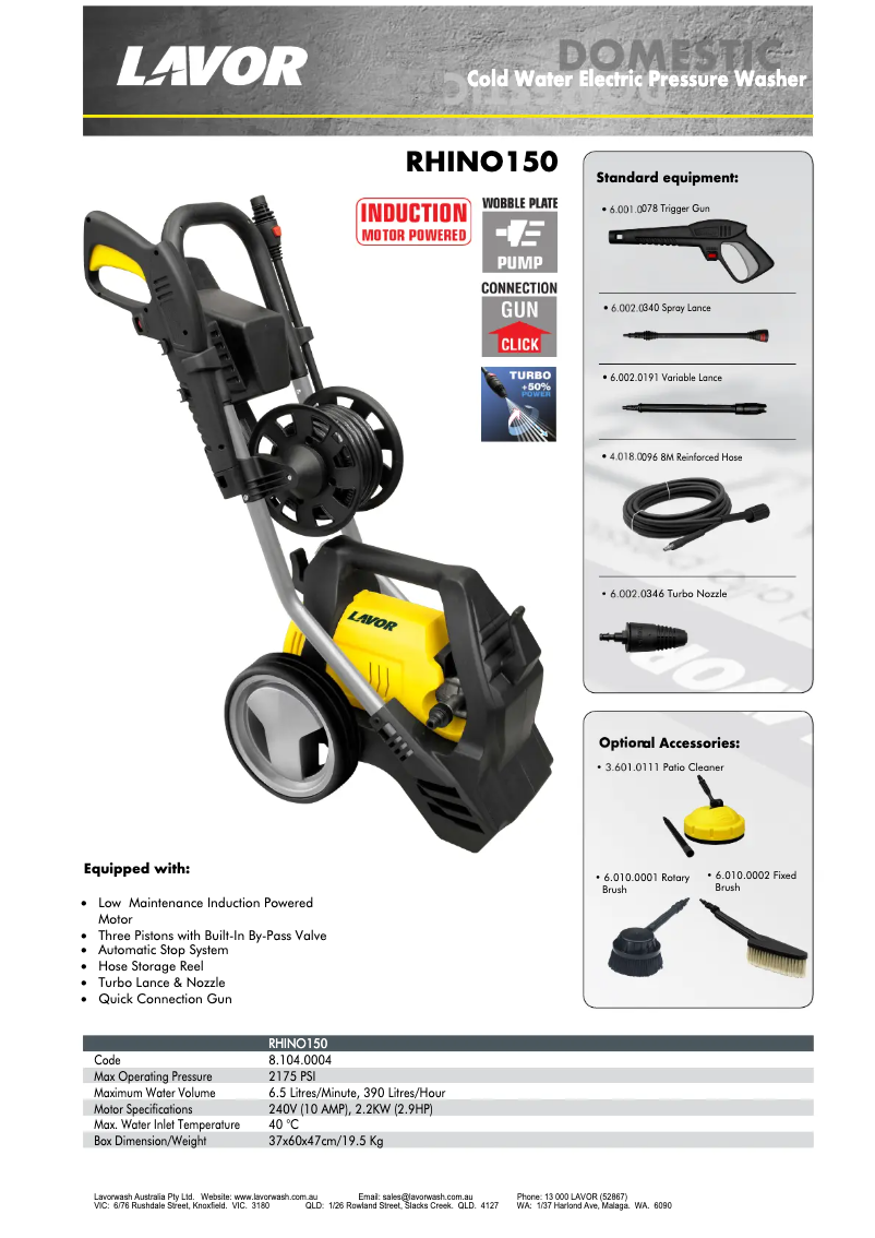 Image de la première page du manuel de l'appareil Rhino