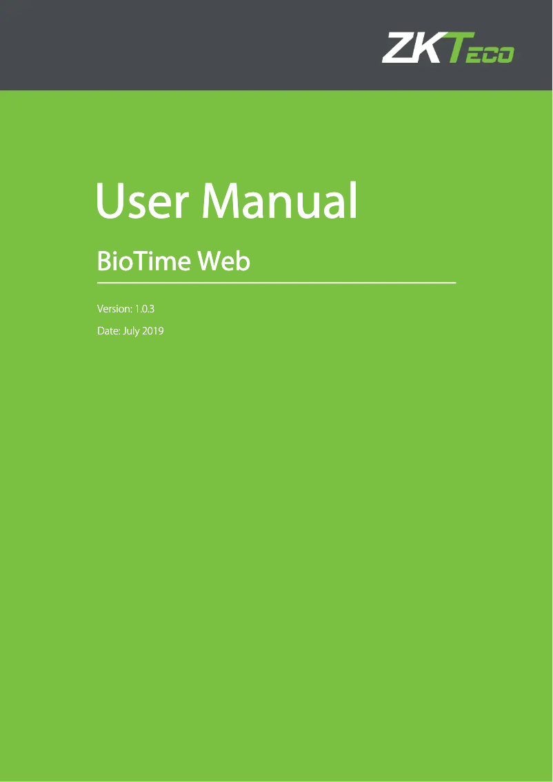 Page 1 de la notice Manuel utilisateur ZKTeco BioTime Web