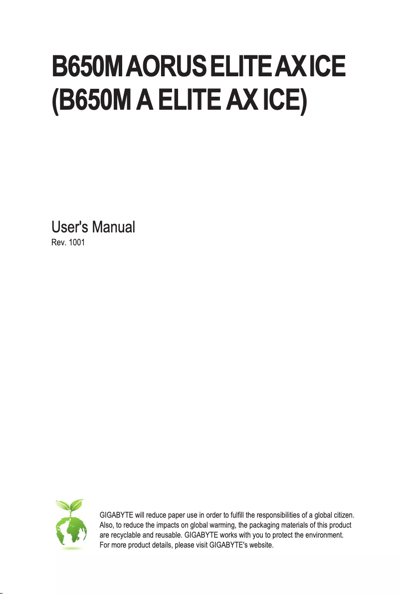 Page n°1 - Manuel utilisateur Gigabyte B650M Aorus Elite AX ICE