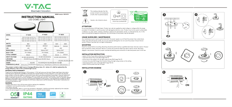 Page 1 de la notice Manuel utilisateur V-TAC VT-8630