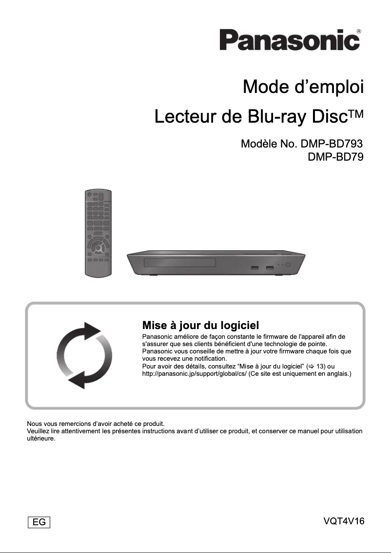 Image de la première page du manuel de l'appareil DMP-BD793