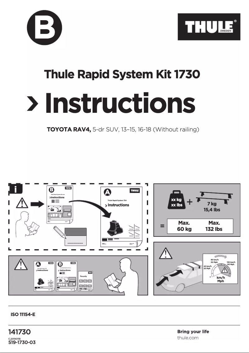 Page 1 de la notice Manuel utilisateur Thule Rapid System Kit 1730