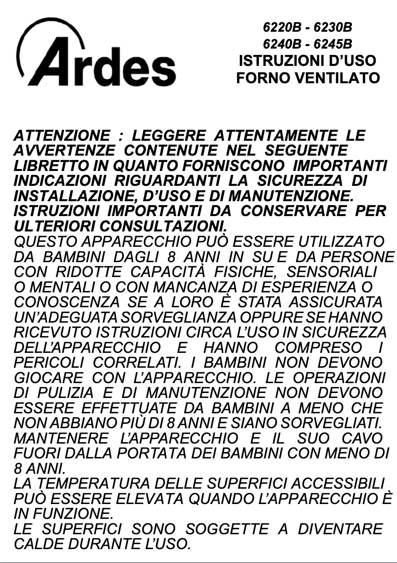 Page n°1 - Manuel utilisateur Ardes AR6230B