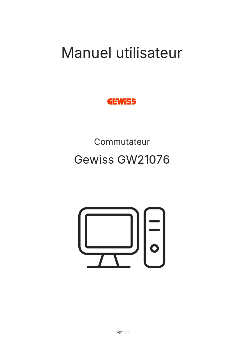 Page n°1 - Manuel utilisateur Gewiss GW21076