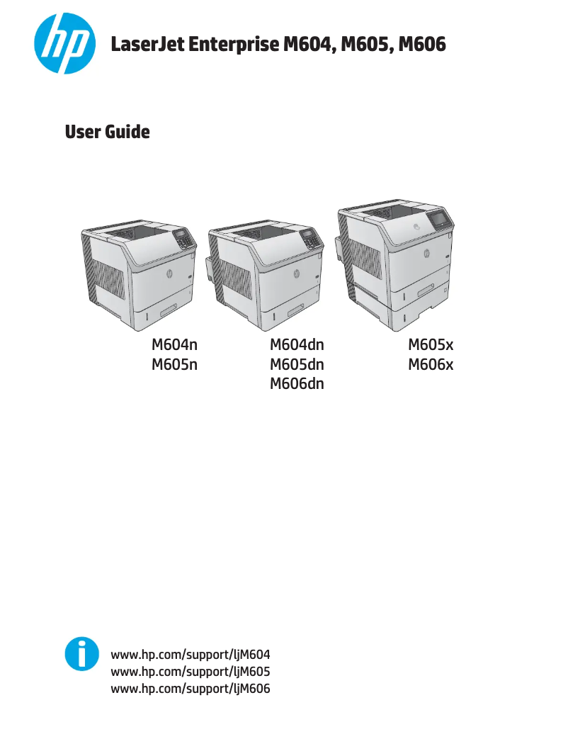 Page 1 de la notice Manuel utilisateur HP LaserJet Enterprise M605dn