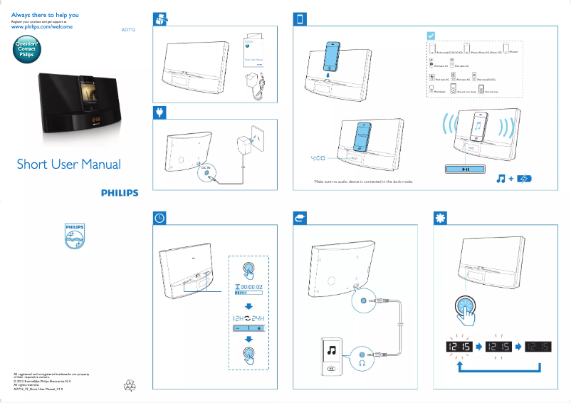 Page 1 de la notice Guide de démarrage rapide Philips AD712