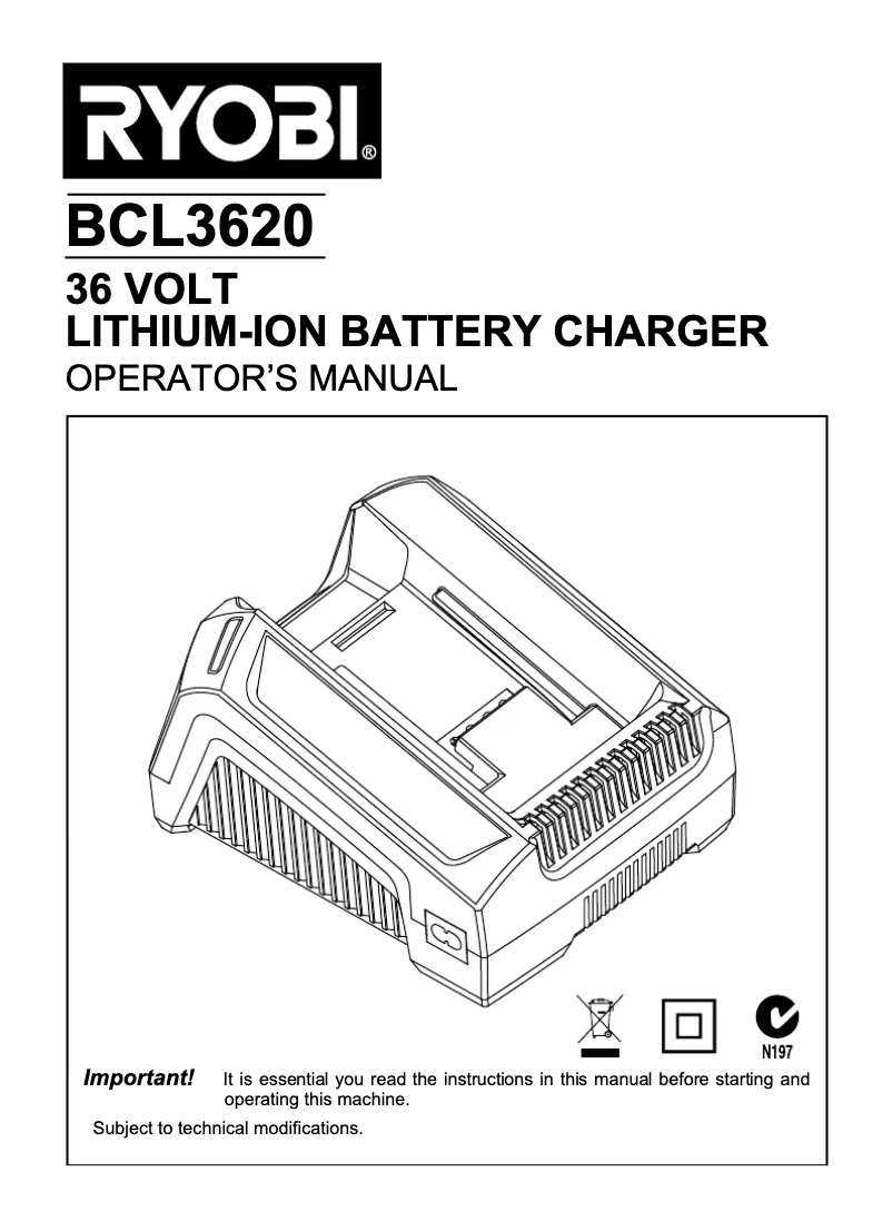 Page 1 de la notice Manuel utilisateur RYOBI RBL3650J