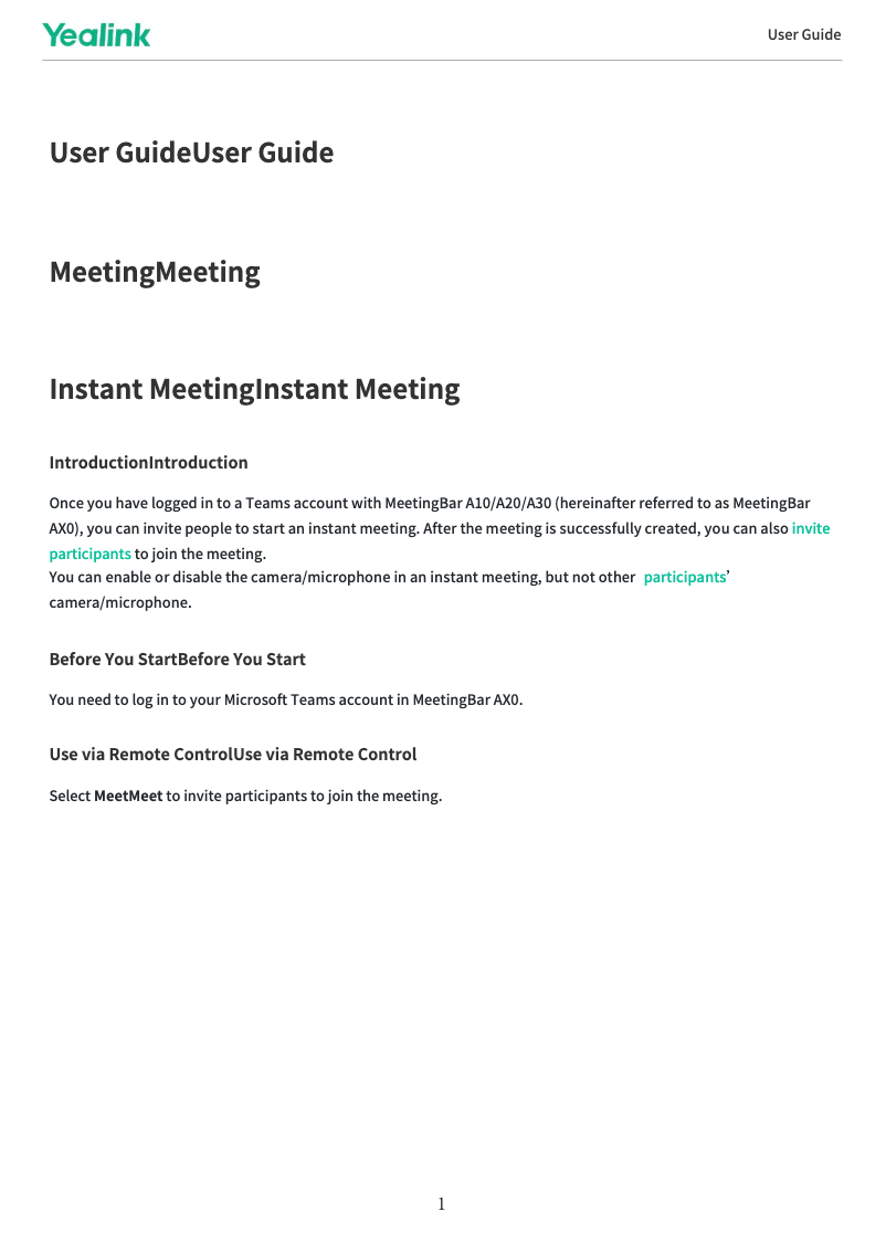 Image de la première page du manuel de l'appareil MeetingBar A10