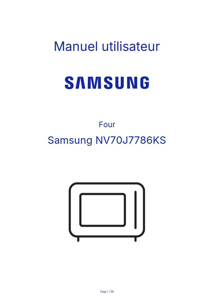 Page n°1 - Manuel utilisateur Samsung NV70J7786KS