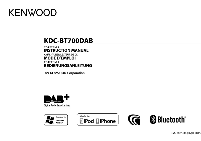 Página 1 del manual Manual de usuario Kenwood KDC-BT700DAB