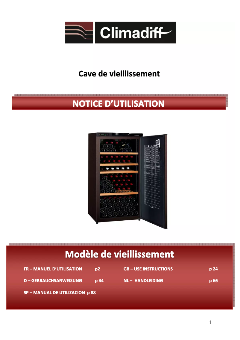 Page 1 de la notice Manuel utilisateur Climadiff AV306A+