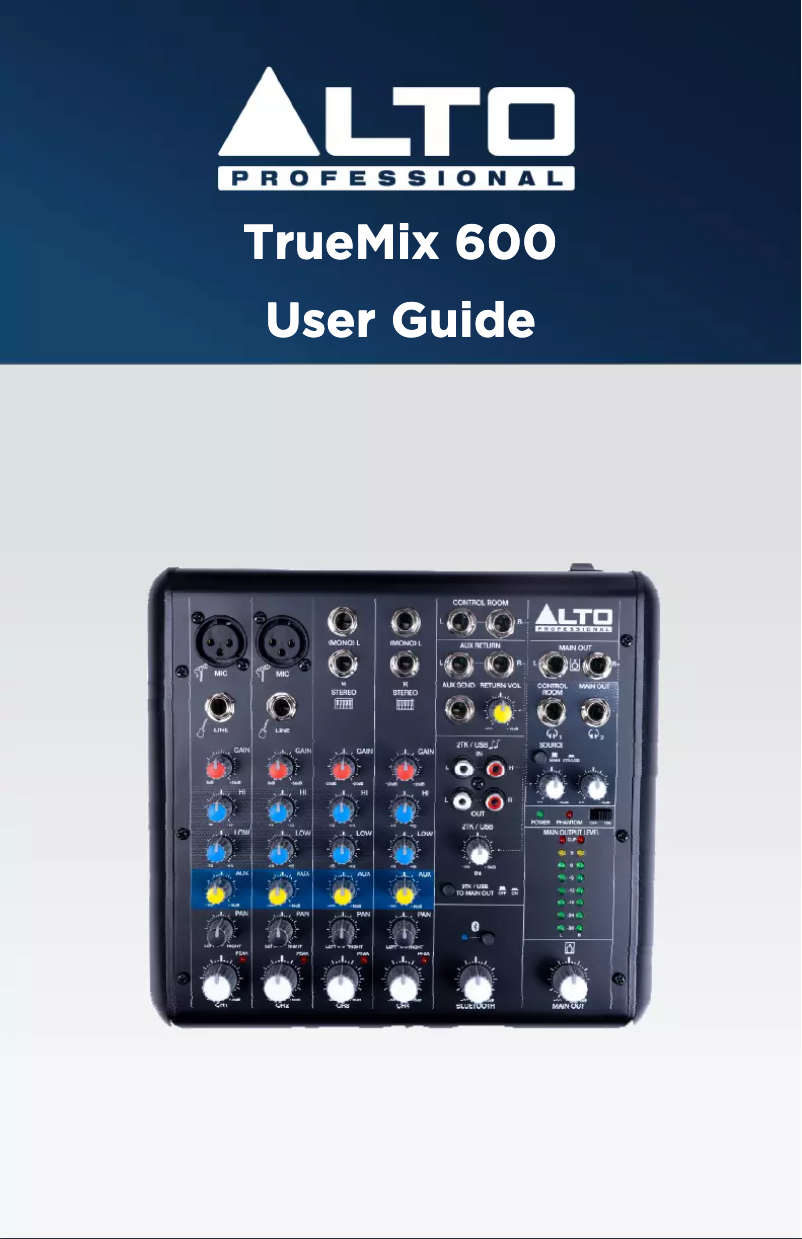 Page n°1 - Manuel utilisateur Alto TrueMix 600