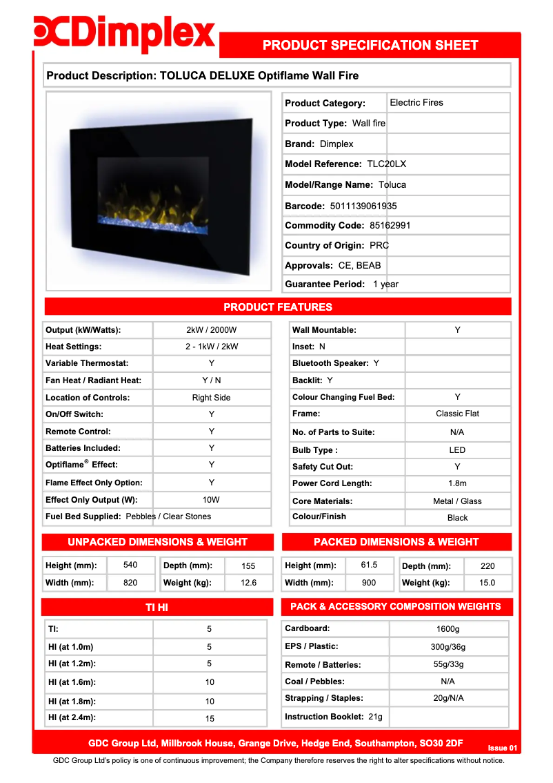 Image de la première page du manuel de l'appareil Toluca Deluxe